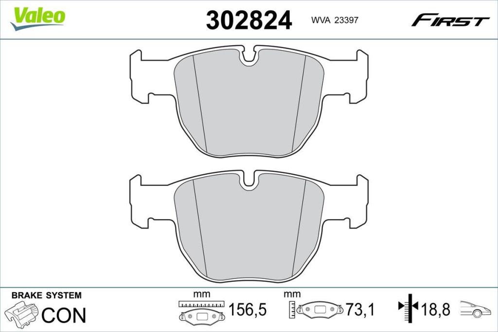 Jeu de 4 plaquettes de frein VALEO 302824